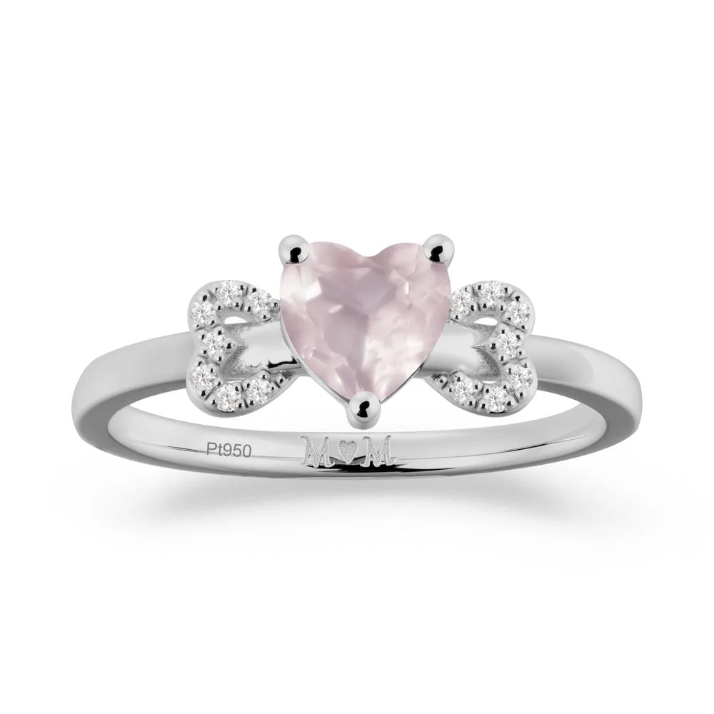 Heart Shaped Rose Quartz Birthstone Ring for Mom - Image 8