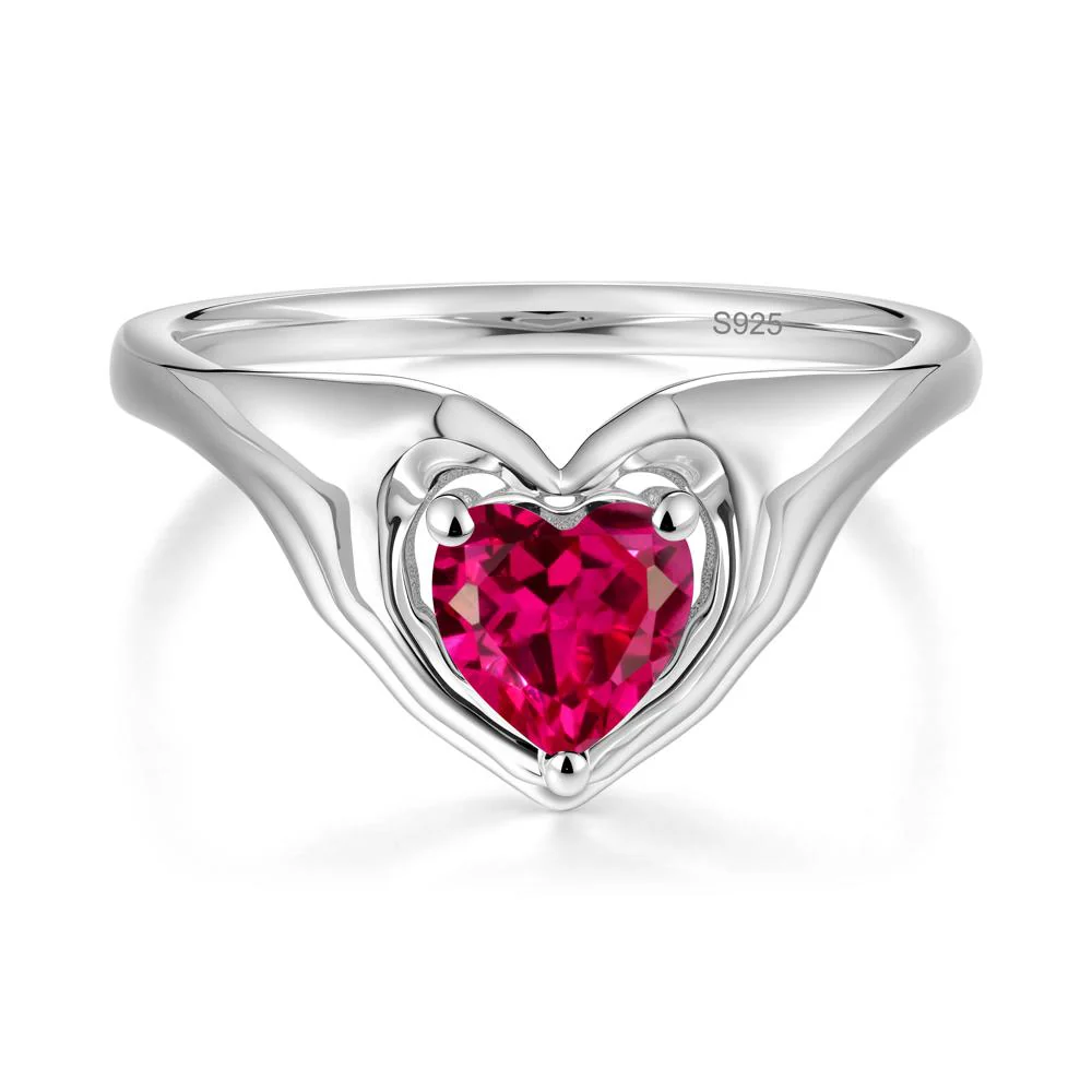 Heart Shapped Ruby Claddagh Ring