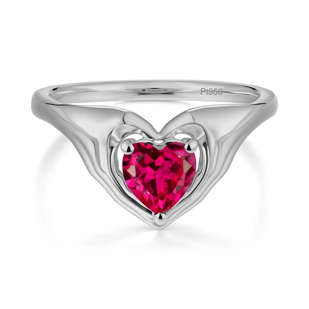 Heart Shapped Ruby Claddagh Ring - Image 9