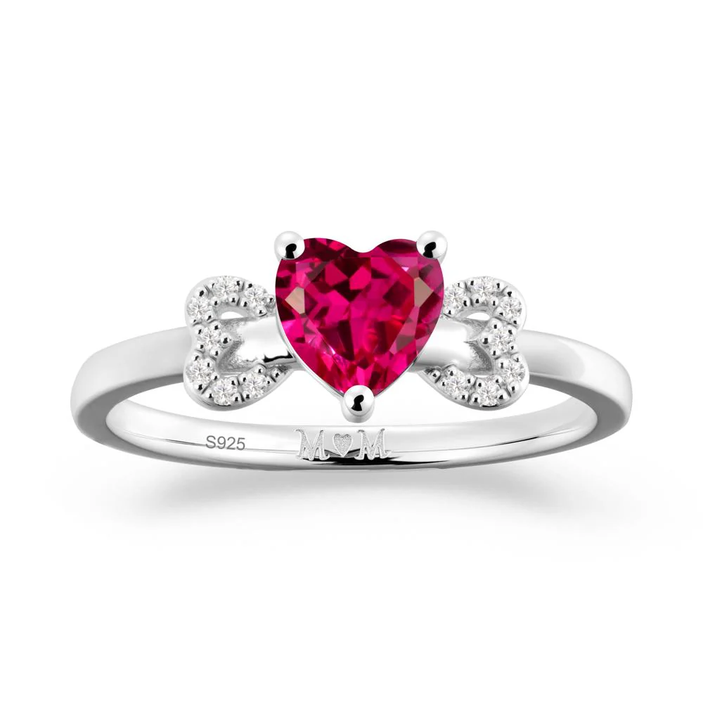 Bow Inspired Ruby Mom Ring - Image 3