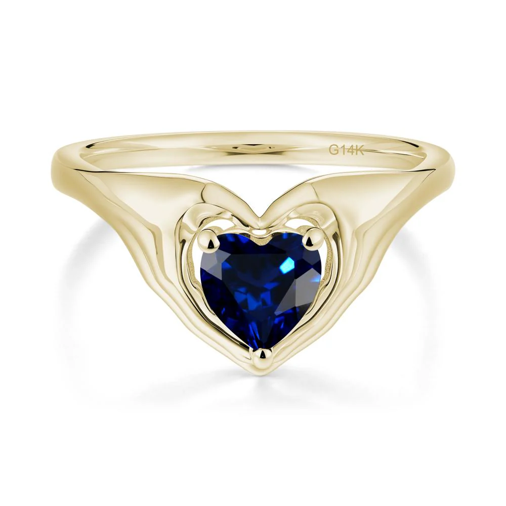 Heart Shapped Sapphire Claddagh Ring