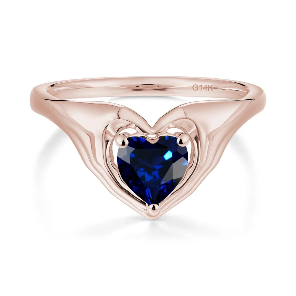 Heart Shapped Sapphire Claddagh Ring - Image 6