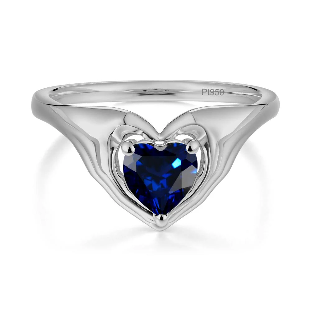 Heart Shapped Sapphire Claddagh Ring - Image 7