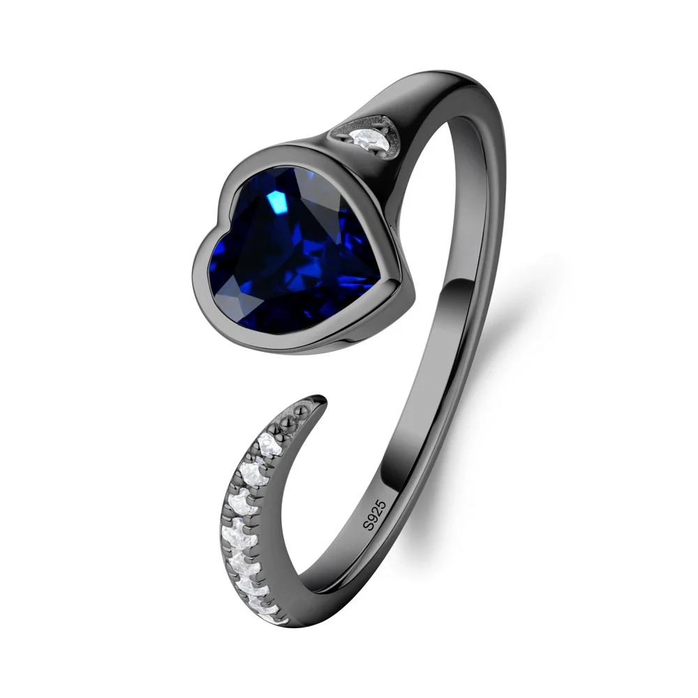 Heart Shapped Sapphire Open Ring
