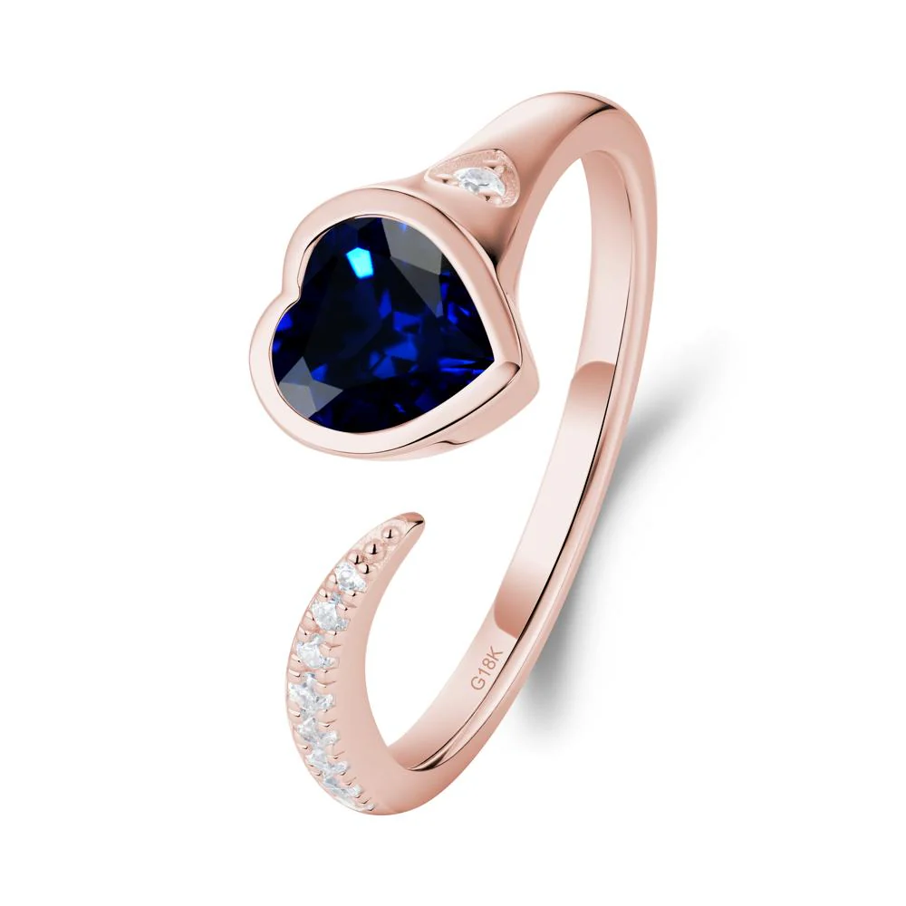Heart Shapped Sapphire Open Ring - Image 4