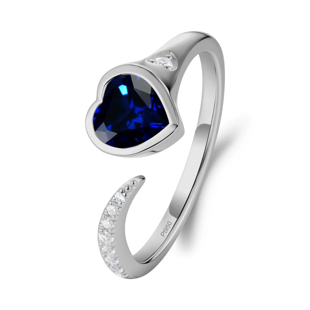 Heart Shapped Sapphire Open Ring - Image 6