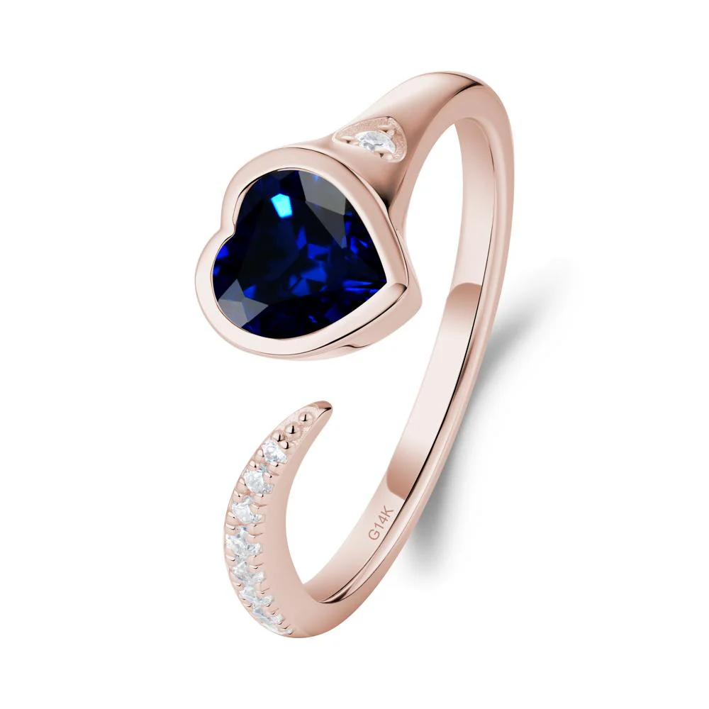 Heart Shapped Sapphire Open Ring - Image 9