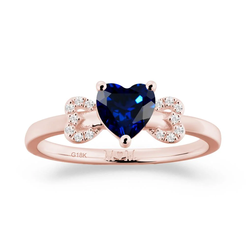 Heart Shapped Sapphire Ring for Mom - Image 2