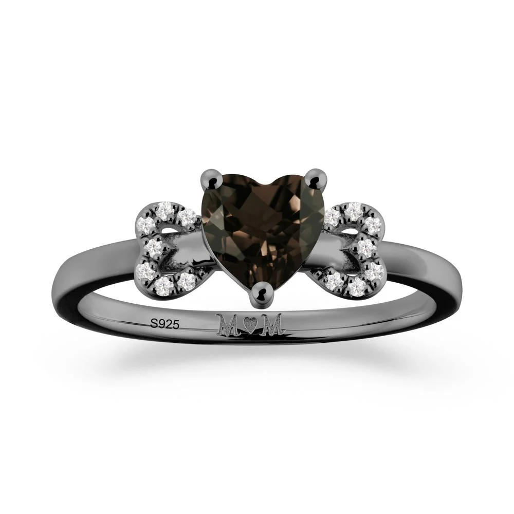 Heart Shaped Smoky Quartz Birthstone Ring for Mom - Image 4