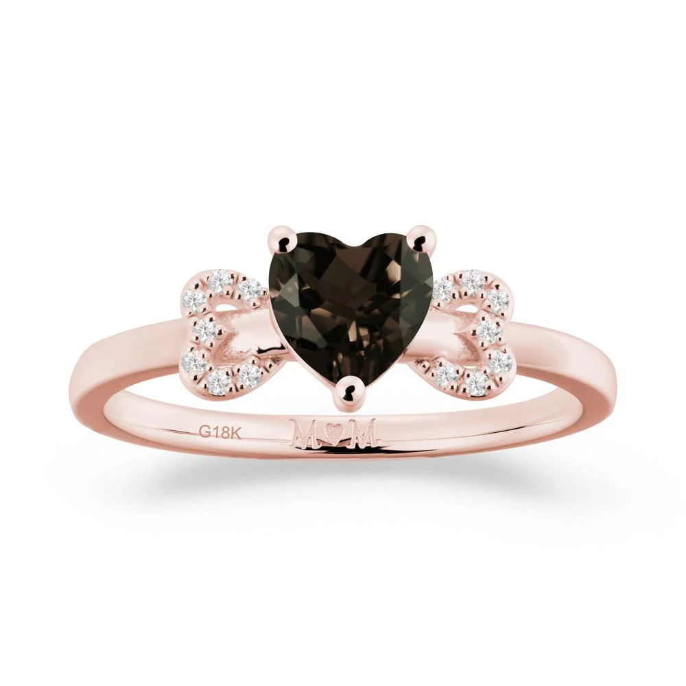 Heart Shaped Smoky Quartz Birthstone Ring for Mom - Image 5