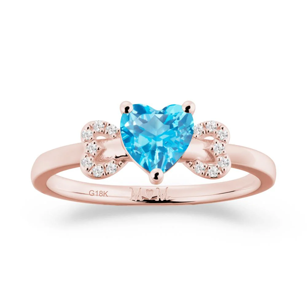 Heart Shapped Swiss Blue Topaz Ring for Mom - Image 2
