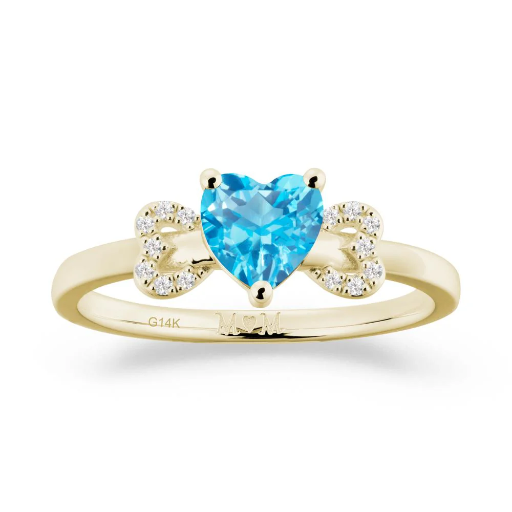 Heart Shapped Swiss Blue Topaz Ring for Mom - Image 3