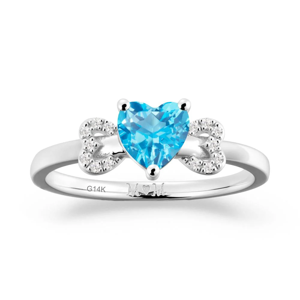 Heart Shapped Swiss Blue Topaz Ring for Mom - Image 6