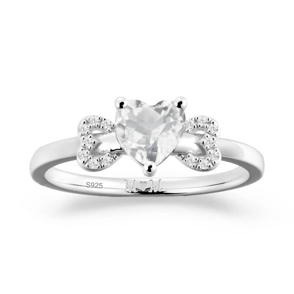 Bow Inspired White Topaz Mom Ring - Image 7