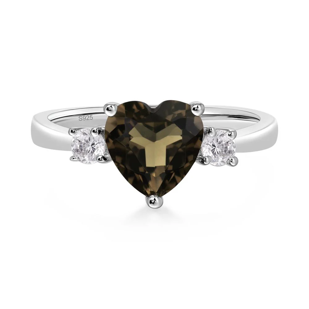 Smoky Quartz Three Stone Heart Ring - Image 2