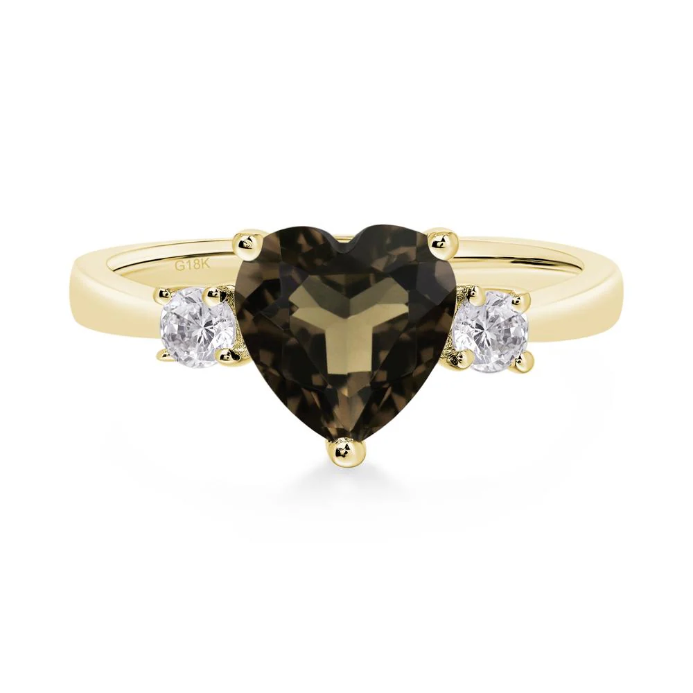 Smoky Quartz Three Stone Heart Ring - Image 8