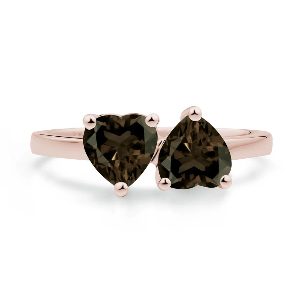 Heart Smoky Quartz Two Stone Ring