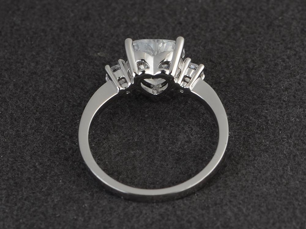 White Topaz 3 Stone Heart Ring - Image 12