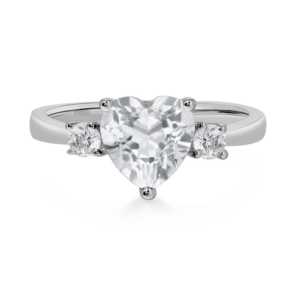 White Topaz 3 Stone Heart Ring - Image 6