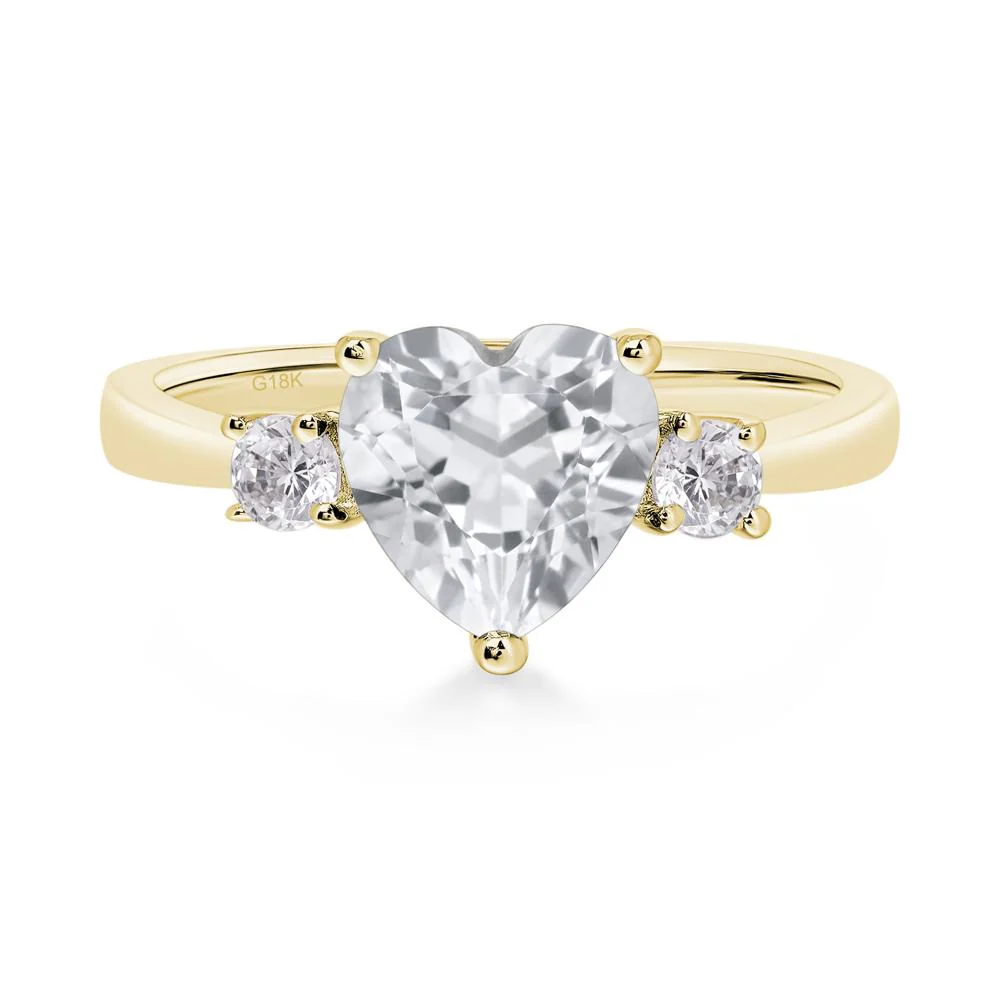 White Topaz 3 Stone Heart Ring - Image 8