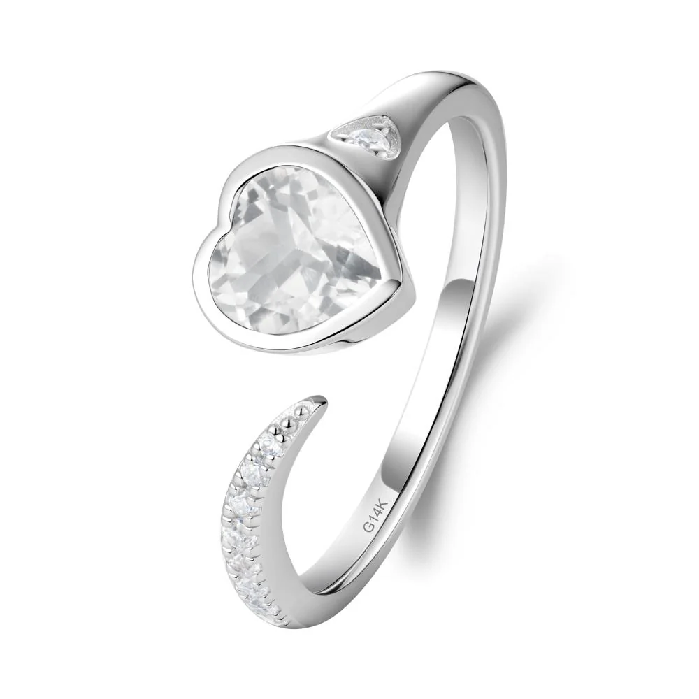 Heart White Topaz Open Wrap Ring