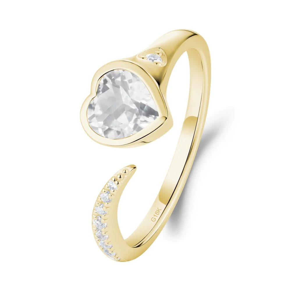 Heart White Topaz Open Wrap Ring - Image 2