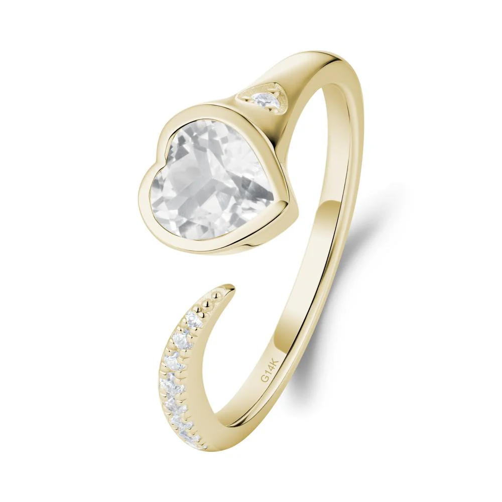 Heart White Topaz Open Wrap Ring - Image 3