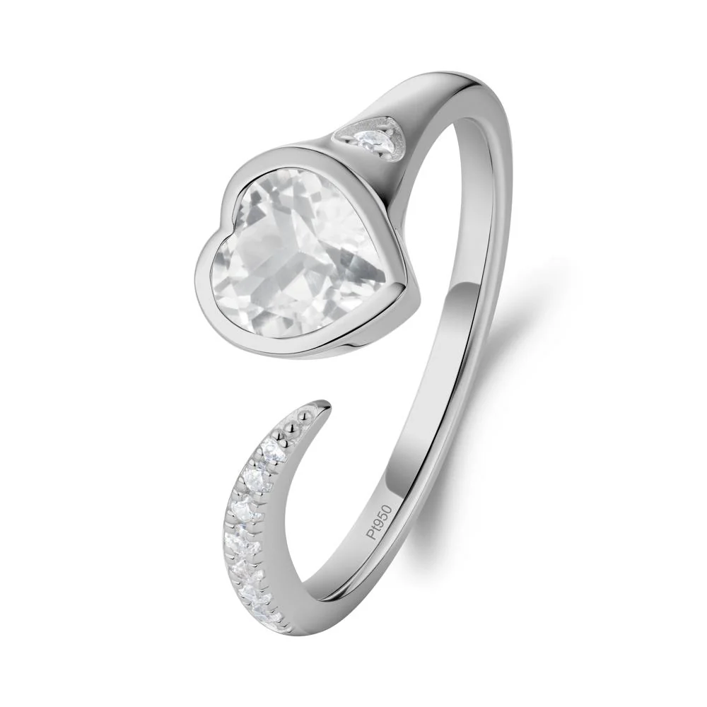 Heart White Topaz Open Wrap Ring - Image 4