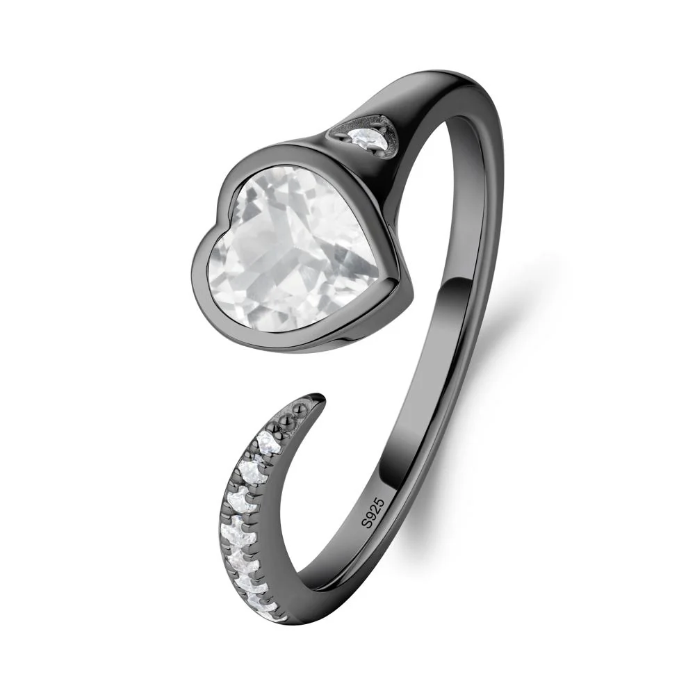 Heart White Topaz Open Wrap Ring - Image 9