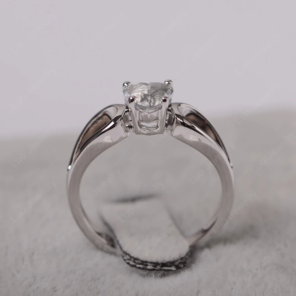 Heart White Topaz Ring Split Shank - Image 3