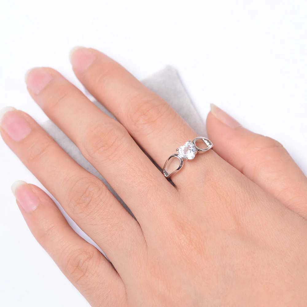 Heart White Topaz Ring Split Shank - Image 4