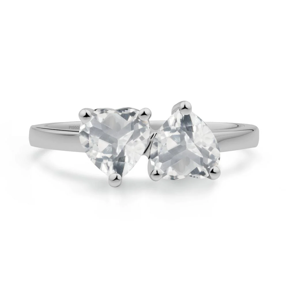 Heart White Topaz Two Stone Ring - Image 2