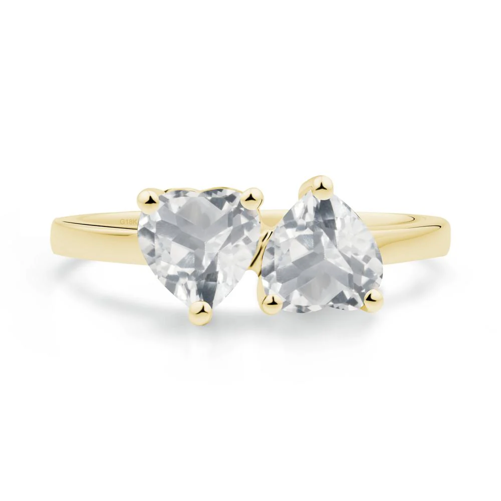 Heart White Topaz Two Stone Ring - Image 3