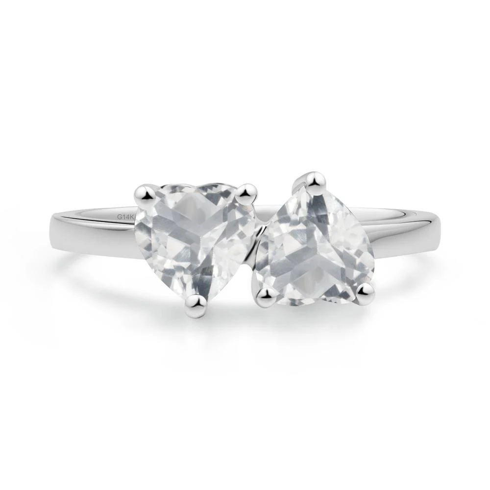 Heart White Topaz Two Stone Ring - Image 6