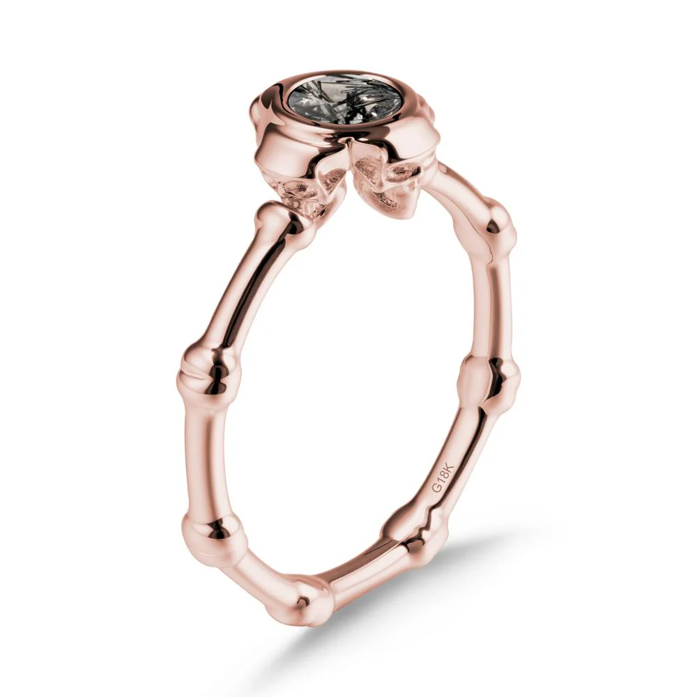 Helloween Black Rutilated Quartz Ring with Skull - Image 5