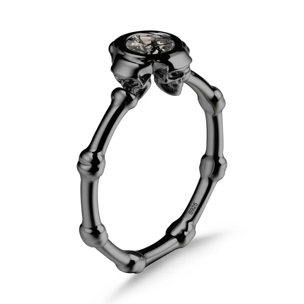 Helloween Black Rutilated Quartz Ring with Skull - Image 8