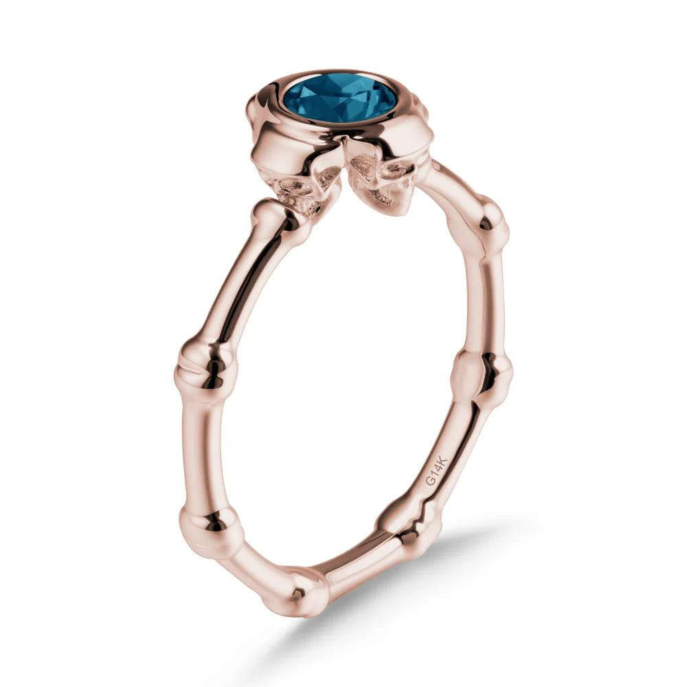 Helloween London Blue Topaz Ring with Skull