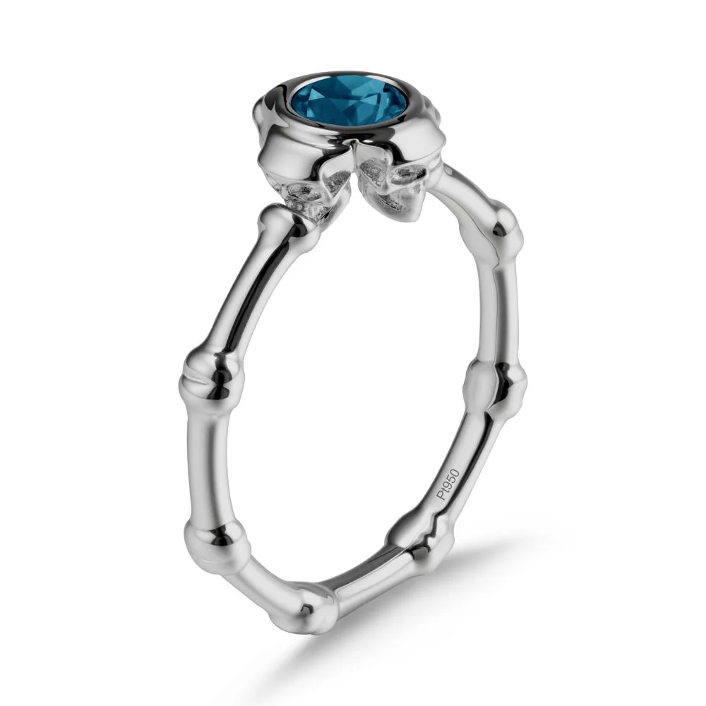 Helloween London Blue Topaz Ring with Skull - Image 8