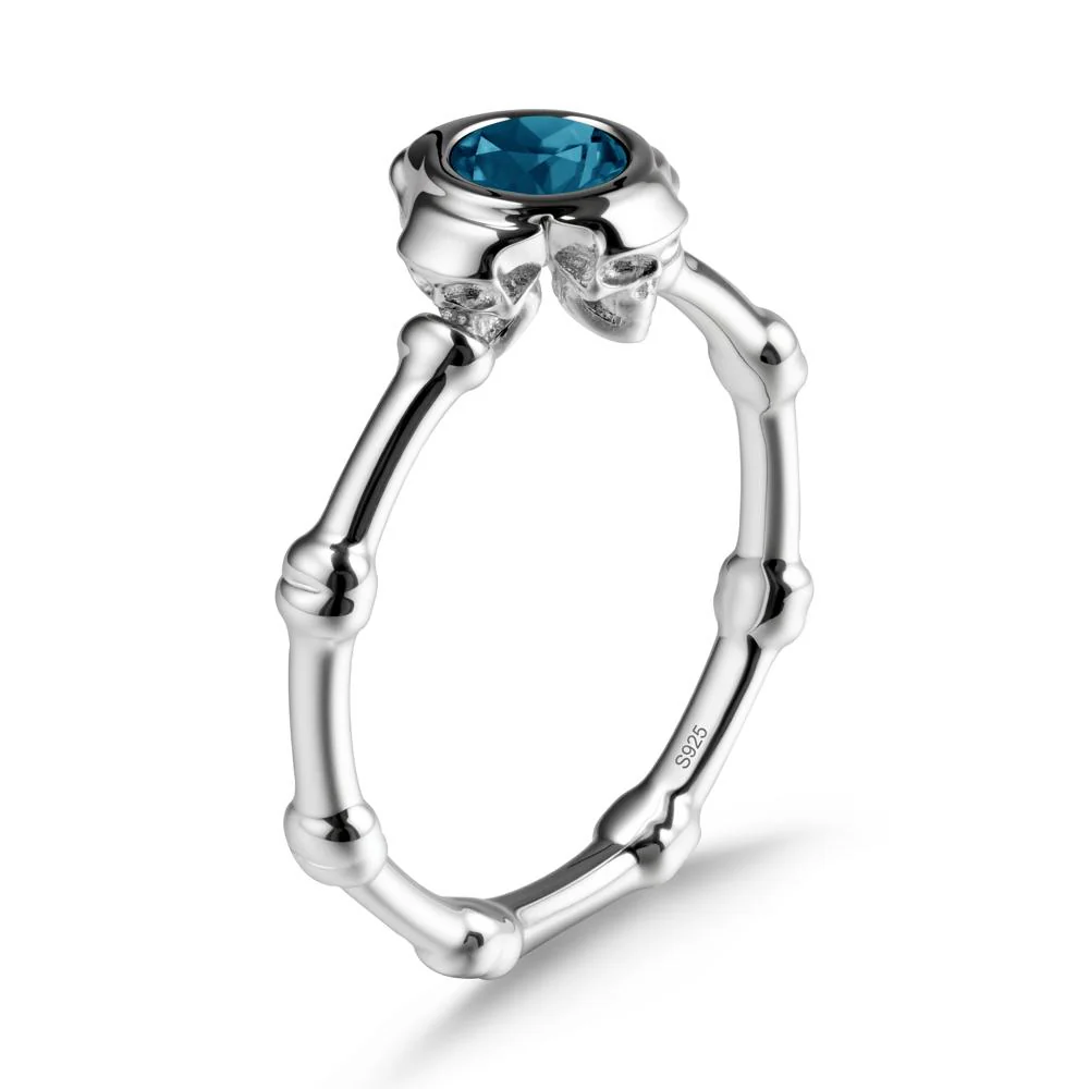 Helloween London Blue Topaz Ring with Skull - Image 9