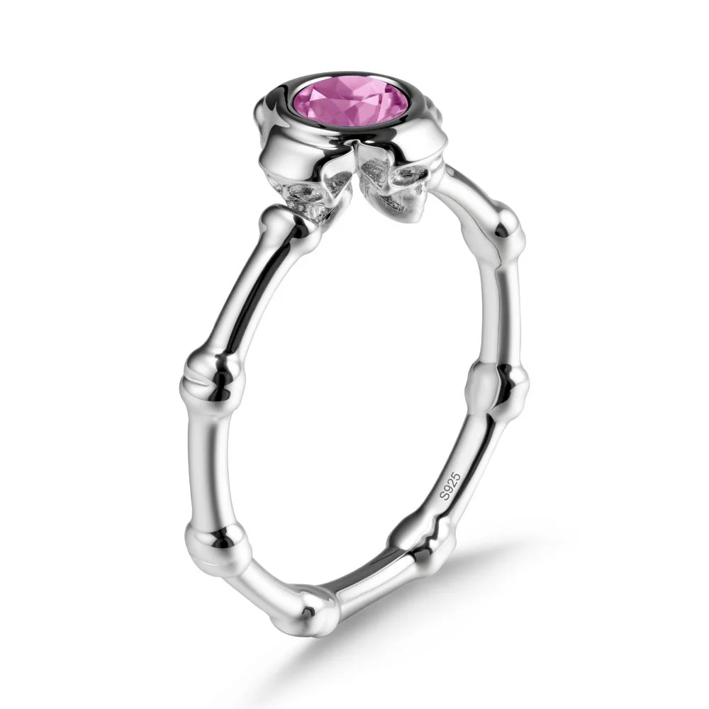 Helloween Pink Sapphire Ring with Skull - Image 9