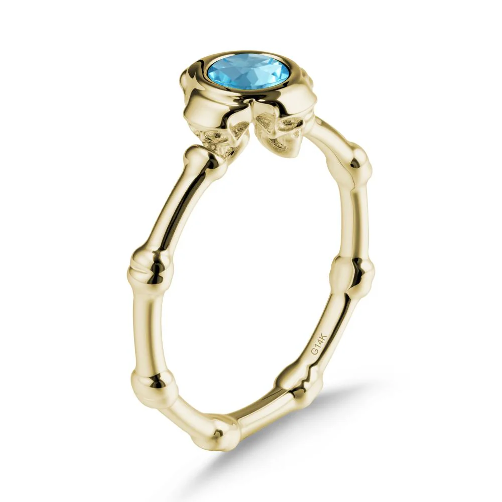 Helloween Swiss Blue Topaz Ring with Skull - Image 3