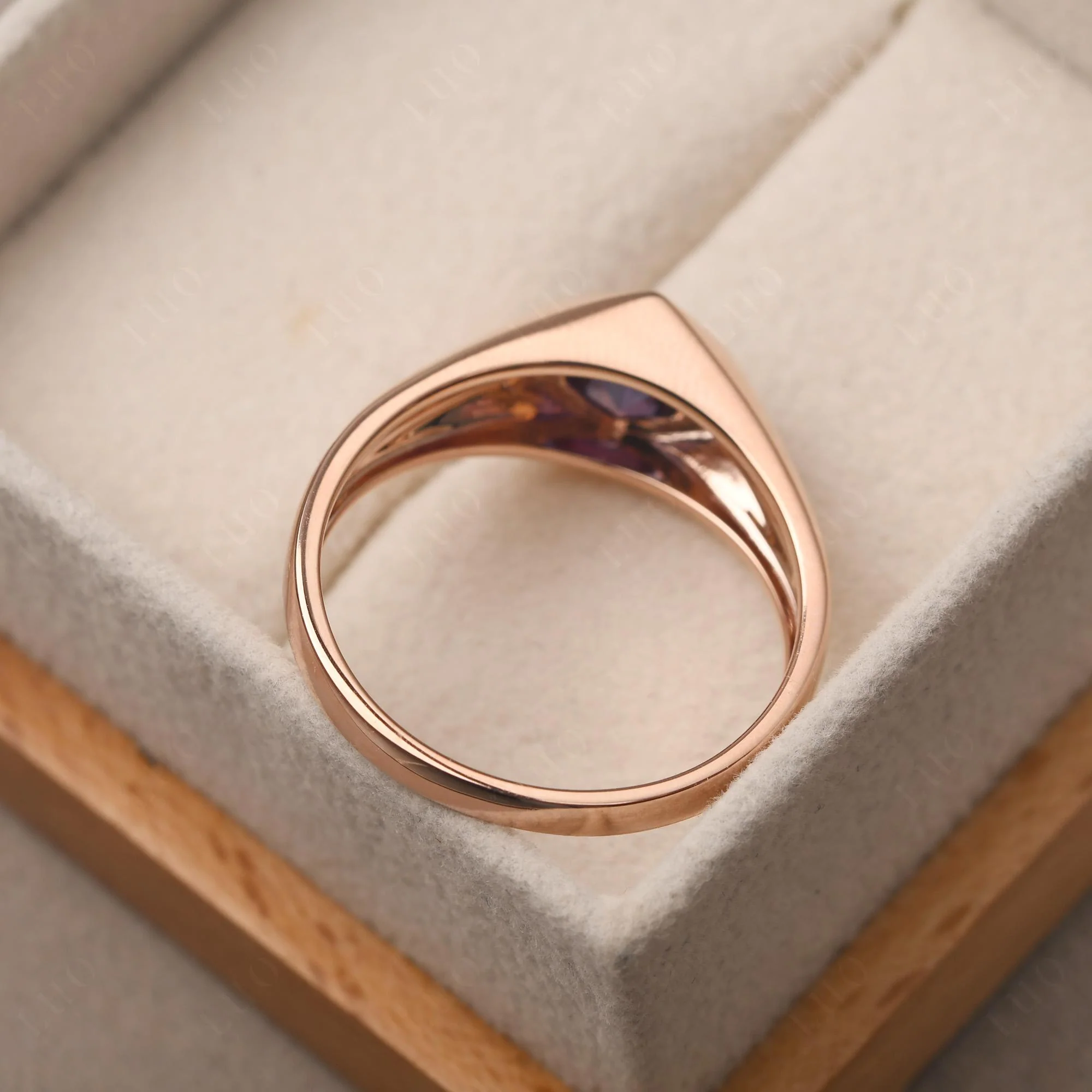 Hexagon Alexandrite Bezel Men's Ring - Image 12