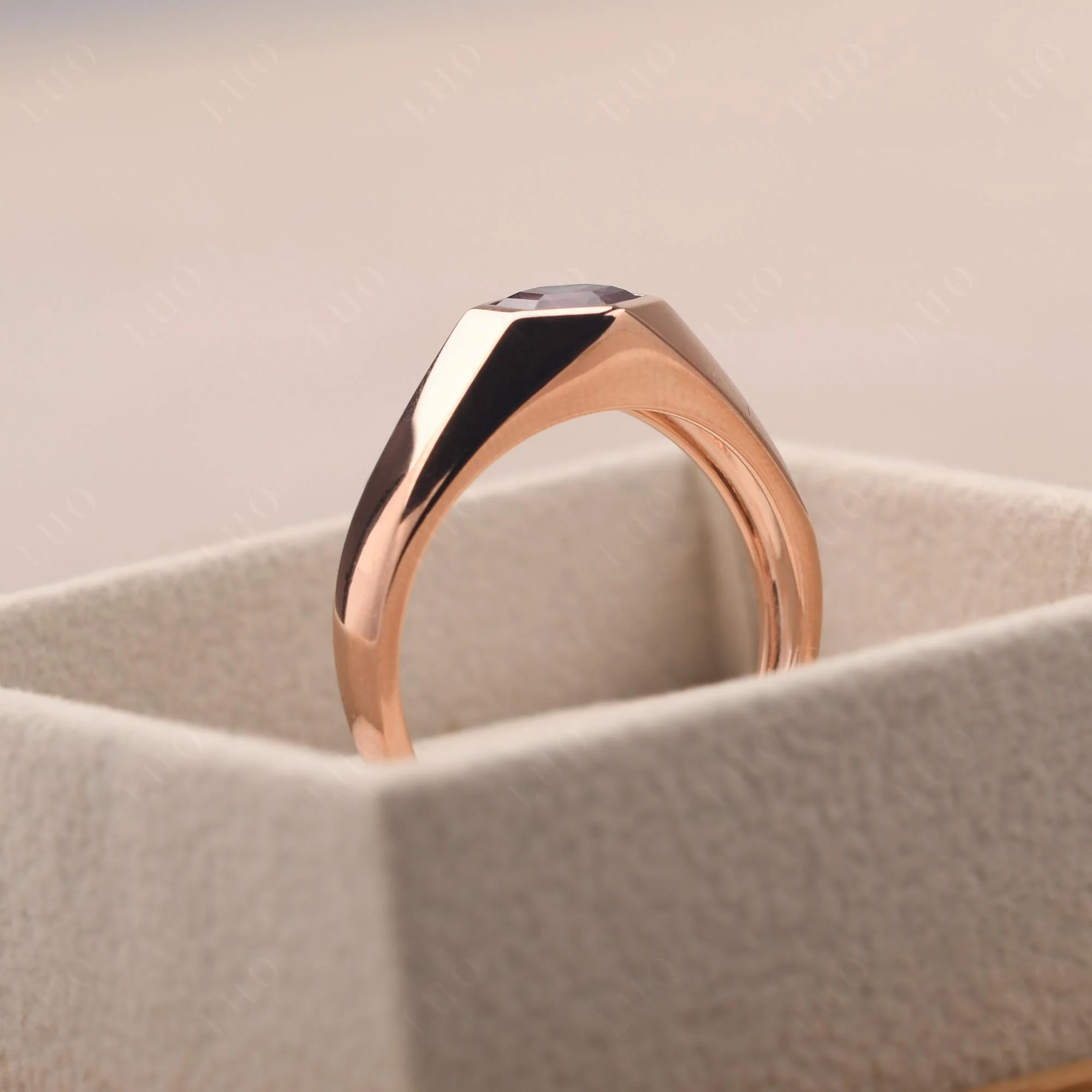 Hexagon Alexandrite Bezel Men's Ring - Image 13