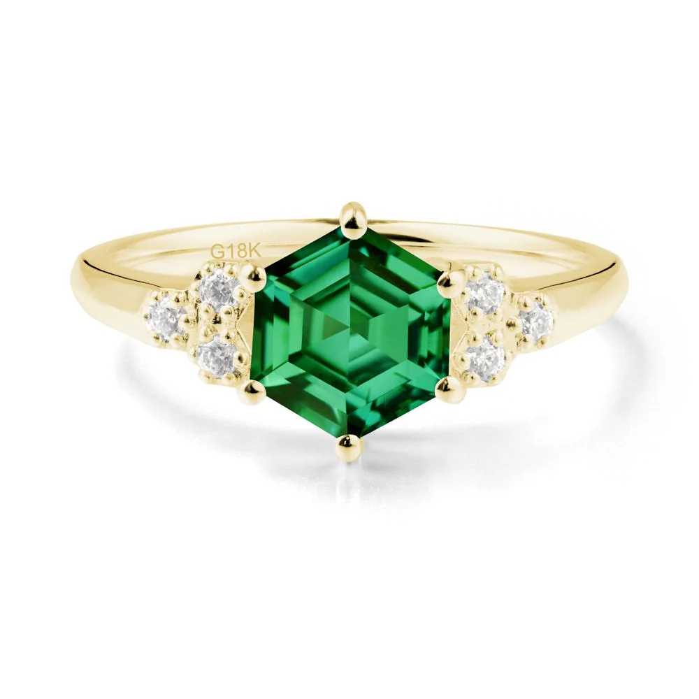Hexagon Emerald Statement Ring - Image 6