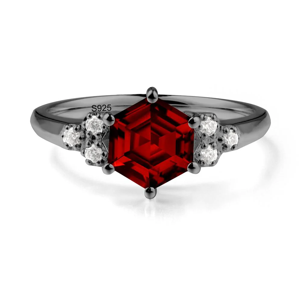 Hexagon Garnet Statement Ring - Image 2