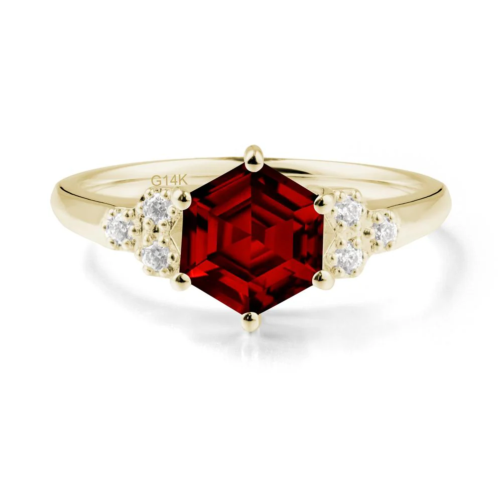 Hexagon Garnet Statement Ring - Image 3