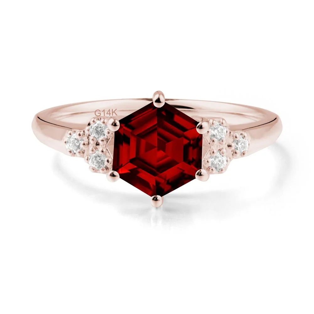 Hexagon Garnet Statement Ring - Image 5