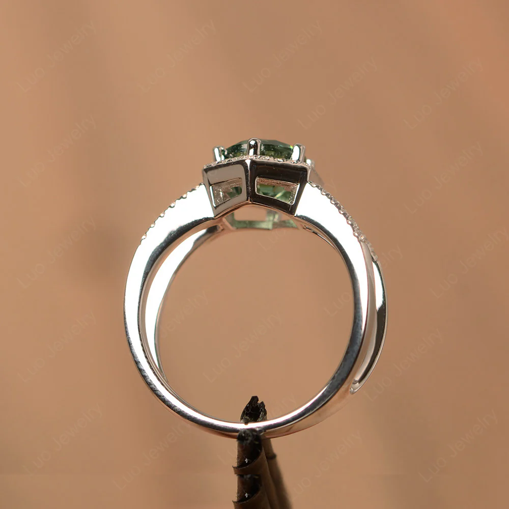 Green Sapphire Hexagon Engagement Ring - Image 4