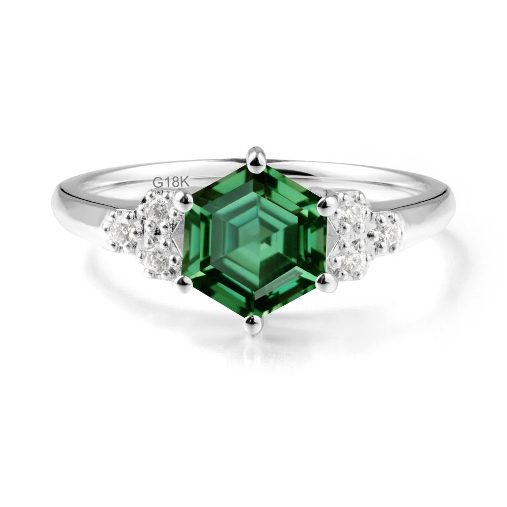 Hexagon Green Sapphire Statement Ring - Image 3