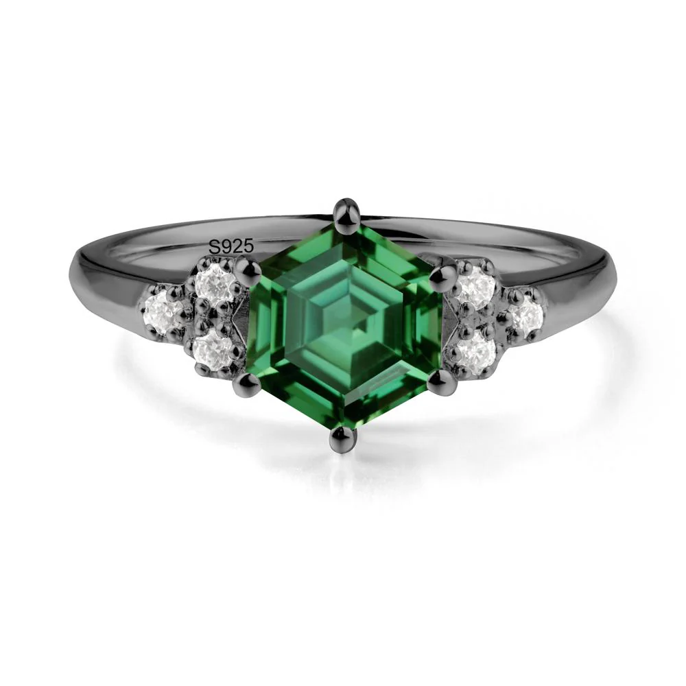 Hexagon Green Sapphire Statement Ring - Image 4